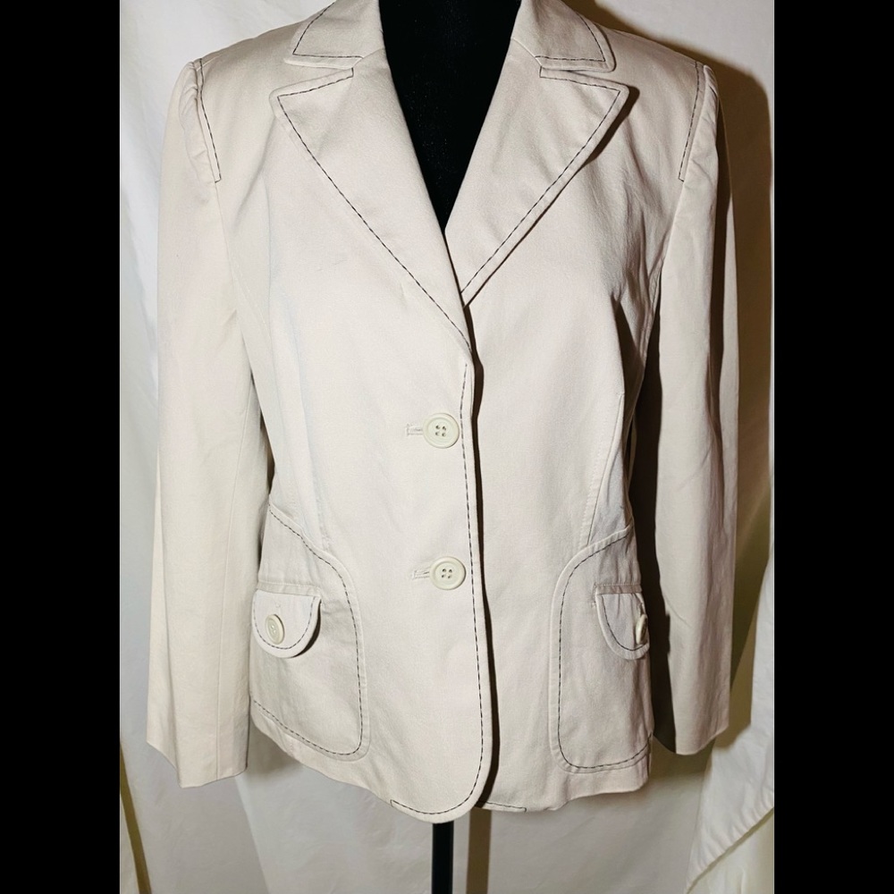 Loft ivory blazer with reverse stitching